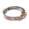 Buck Hunting Old School Camo Leather Dog Collar - Antique Copper Logo