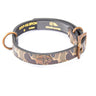 Mallard Hunting Old School Camo Leather Dog Collar - Antique Copper Logo