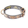 Turkey Hunting Old School Camo Leather Dog Collar - Antique Copper Logo
