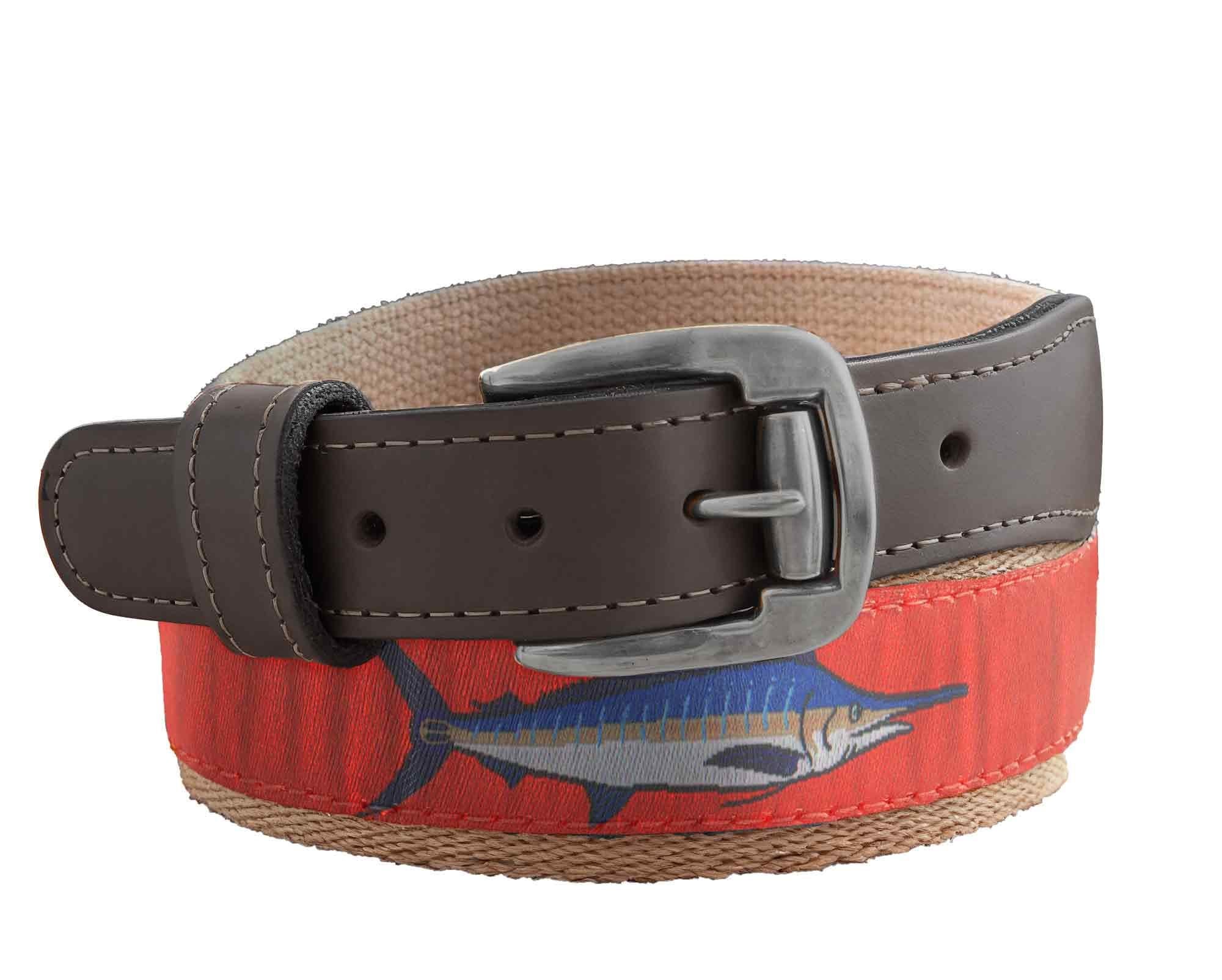 Marlin Men's Action Fishing Navy Ribbon Belt.