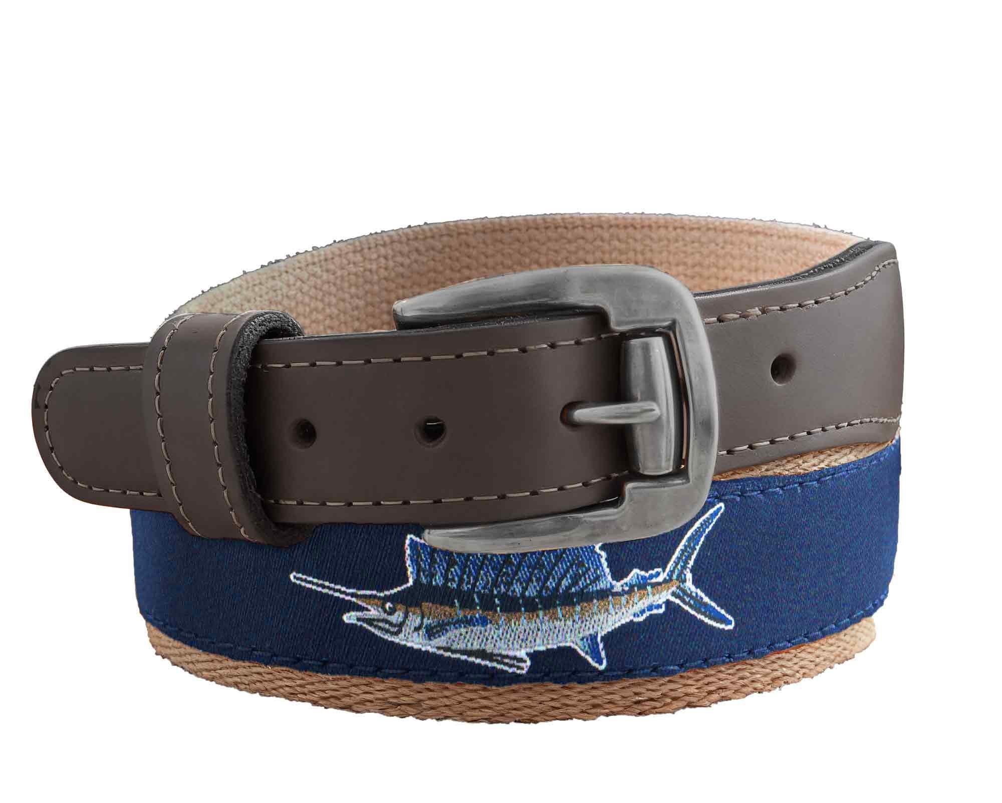 Sailfish Men's Action Fishing Navy Ribbon Belt.