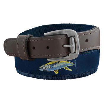 Yellow Tuna Men's Action Fishing Navy Ribbon Belt.