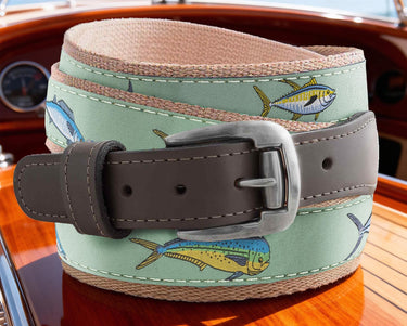 Offshore Slam Men's Action Fishing Turquoise Ribbon Belt.