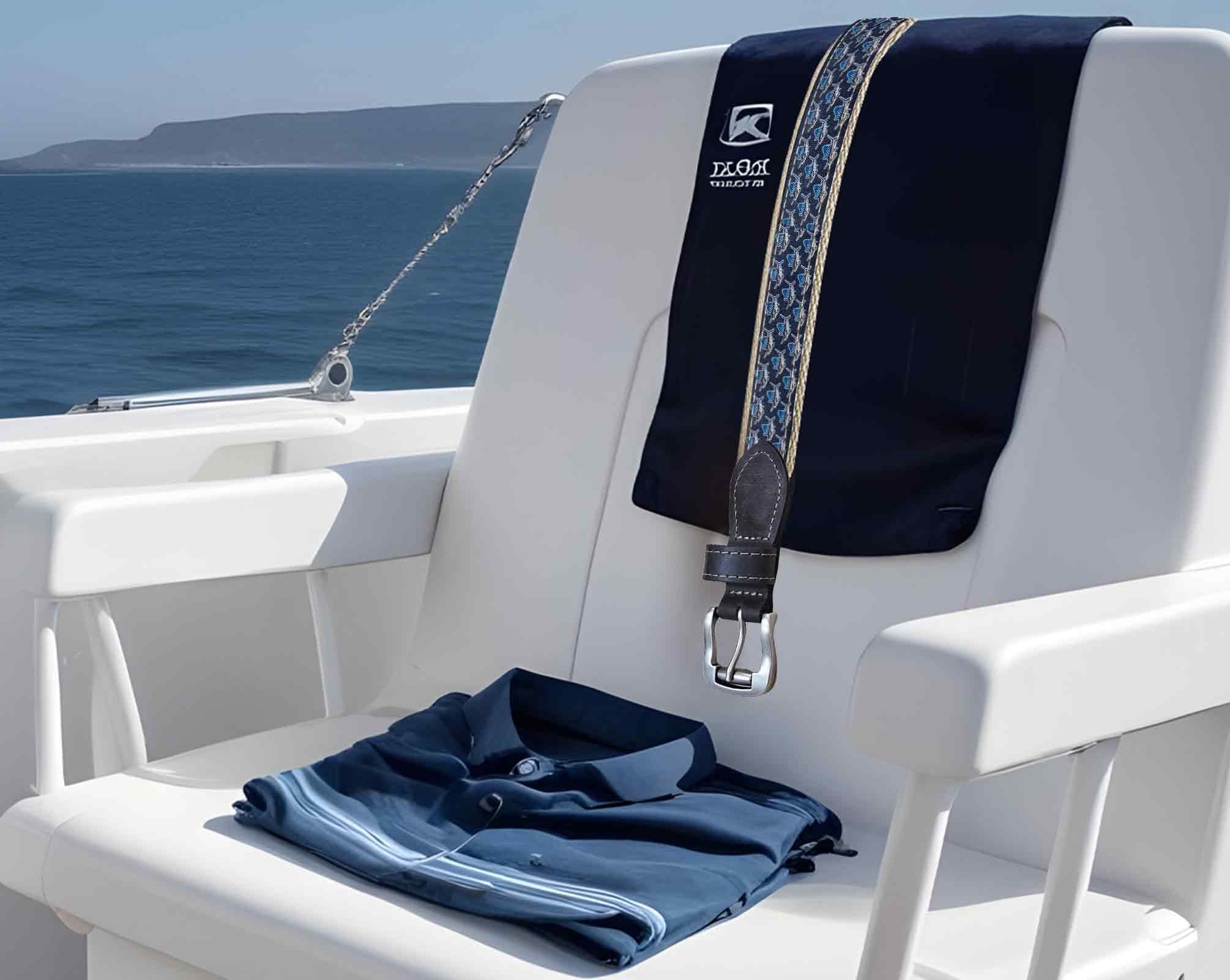 Sailfish Shoal Men's Action Fishing Navy Ribbon Belt.