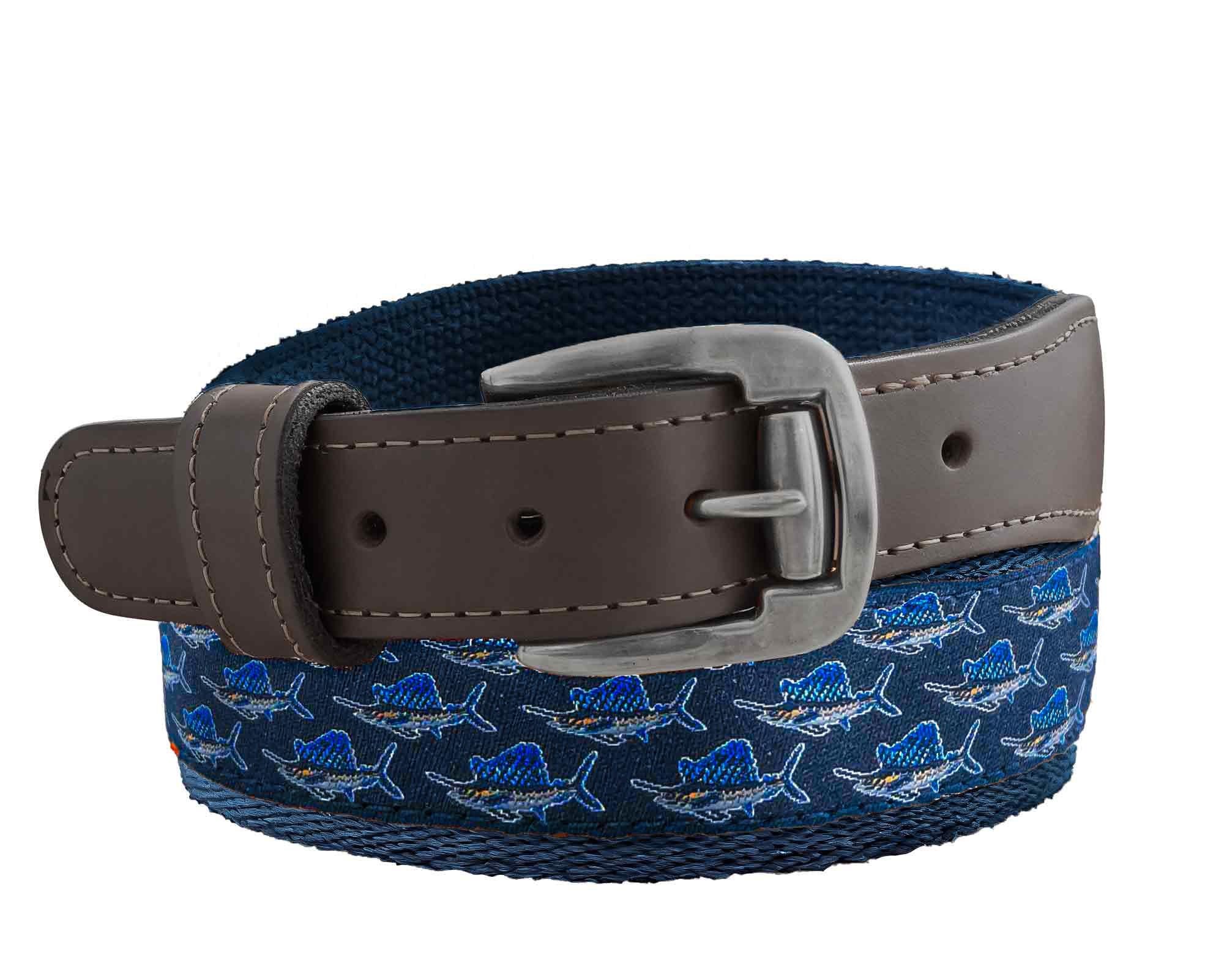 Sailfish Shoal Men's Action Fishing Navy Ribbon Belt.
