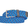 Braided Collegiate Golf Blue and Red Stretch Belt.
