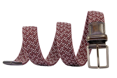 Braided Stretch Woven Maroon and Gray Keychain