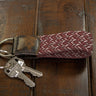 Braided Stretch Woven Maroon and Gray Keychain