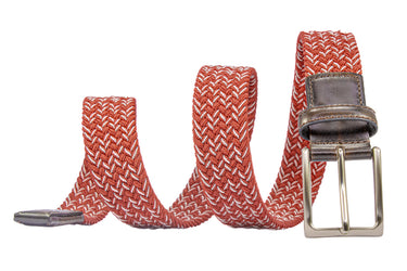 Braided Collegiate Golf Crimson and White Stretch Belt.