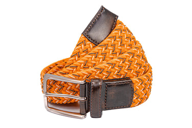 Braided Collegiate Golf Orange and Gray Stretch Belt.