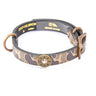 Shotshell Hunting Old School Camo Leather Dog Collar - Antique Copper Logo