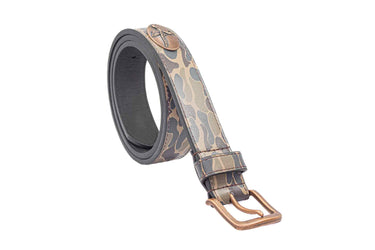 LSU Tigers Old School Camo Leather Belt - Antique Copper Logo