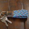 Braided Stretch Woven Blue and Red Keychain with Leather Accent