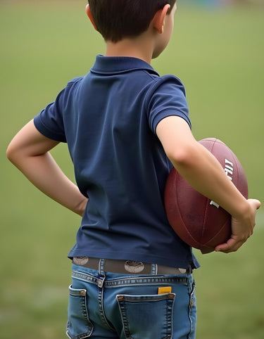 Texas Longhorns Kids Collegiate Brown Leather Belt With Metal Emblems - Sizes S,M,L,XL