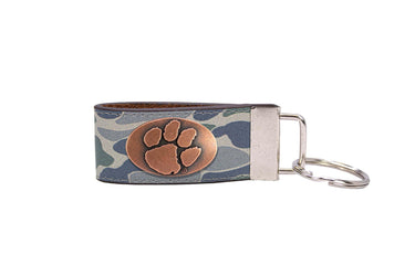 Clemson Tigers Old School Camo Leather Loop Keychain.