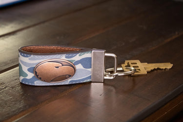 Georgia Southern Eagles Old School Camo Leather Loop Keychain.