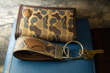 Georgia Southern Eagles Old School Camo Leather Loop Keychain.