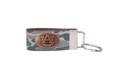 Auburn Tigers Old School Camo Leather Loop Keychain.