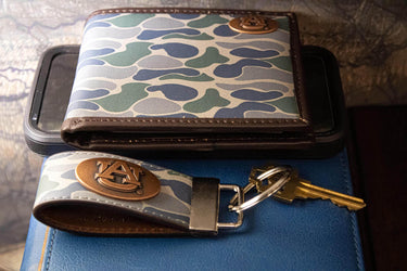 Auburn Tigers Old School Camo Leather Loop Keychain.