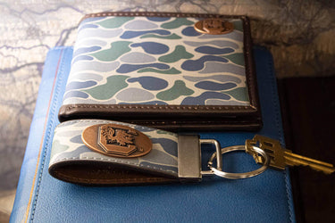South Carolina Gamecocks Old School Camo Leather Loop Keychain.