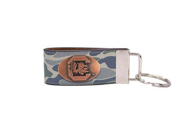 South Carolina Gamecocks Old School Camo Leather Loop Keychain.