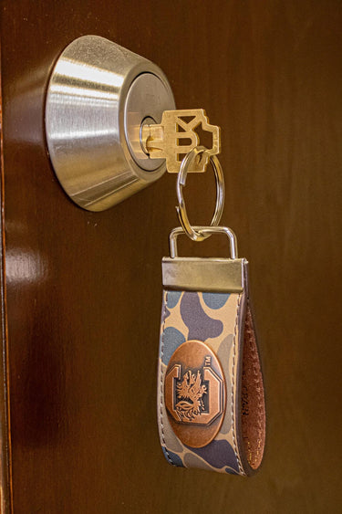 South Carolina Gamecocks Old School Camo Leather Loop Keychain.