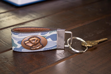 Lab Hunting Old School Camo Leather Loop Keychain.