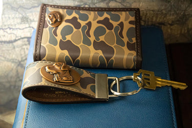 Lab Hunting Old School Camo Leather Loop Keychain.