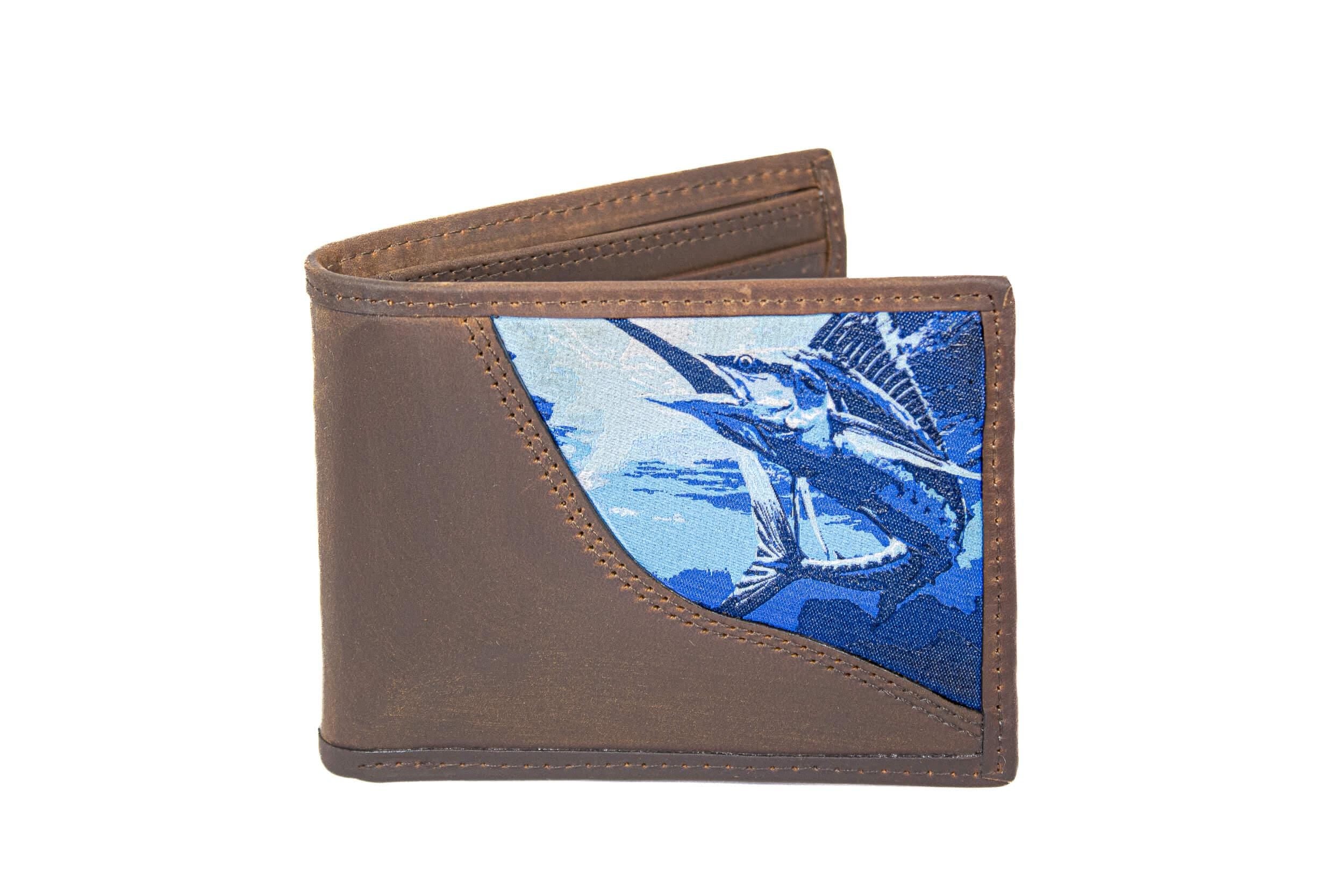 Marlin Men's Bifold Woven Patch Leather Wallet.