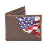 USA Flag Men's Bifold Woven Patch Leather Wallet.
