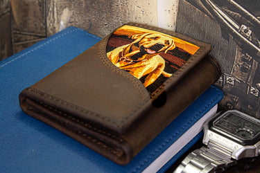 Lab Men's Trifold Woven Patch Leather Wallet.