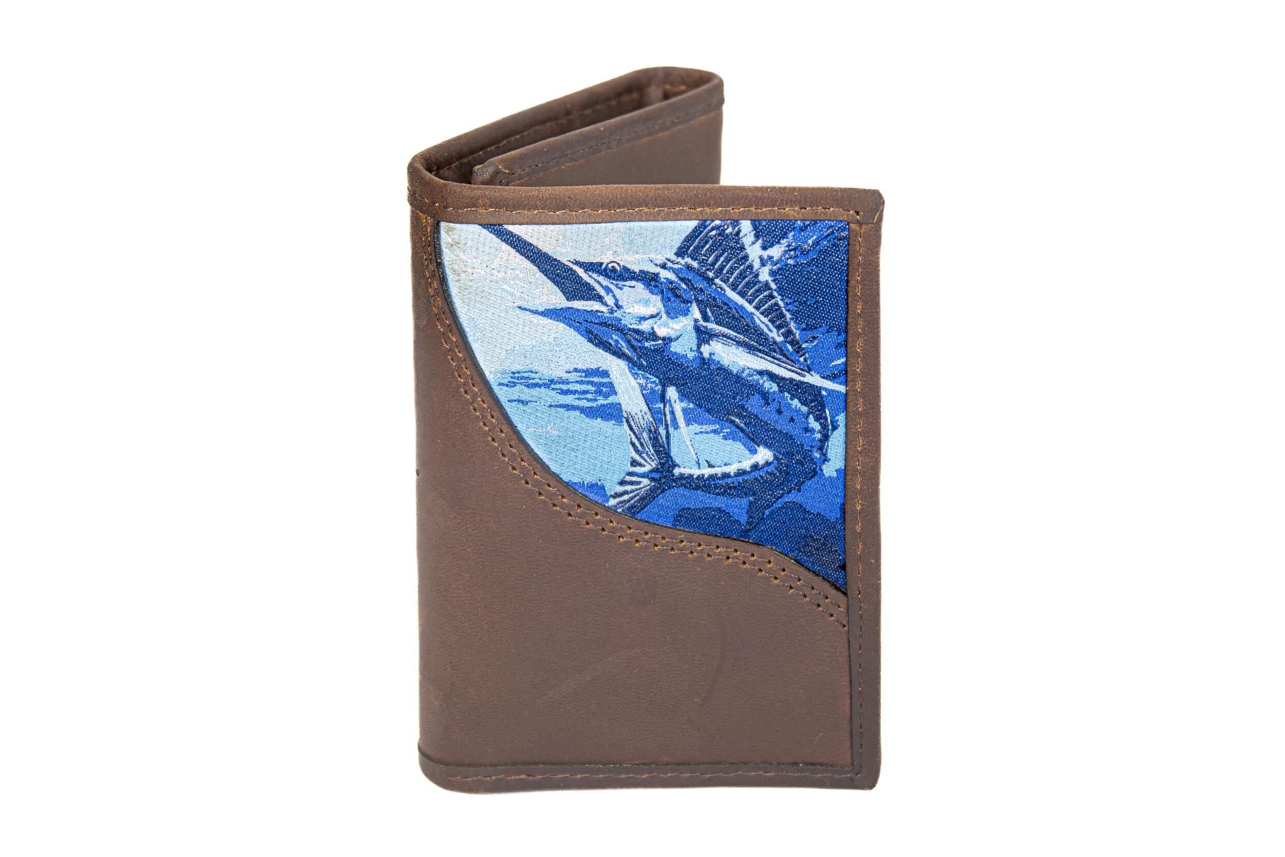 Marlin Men's Trifold Woven Patch Leather Wallet.