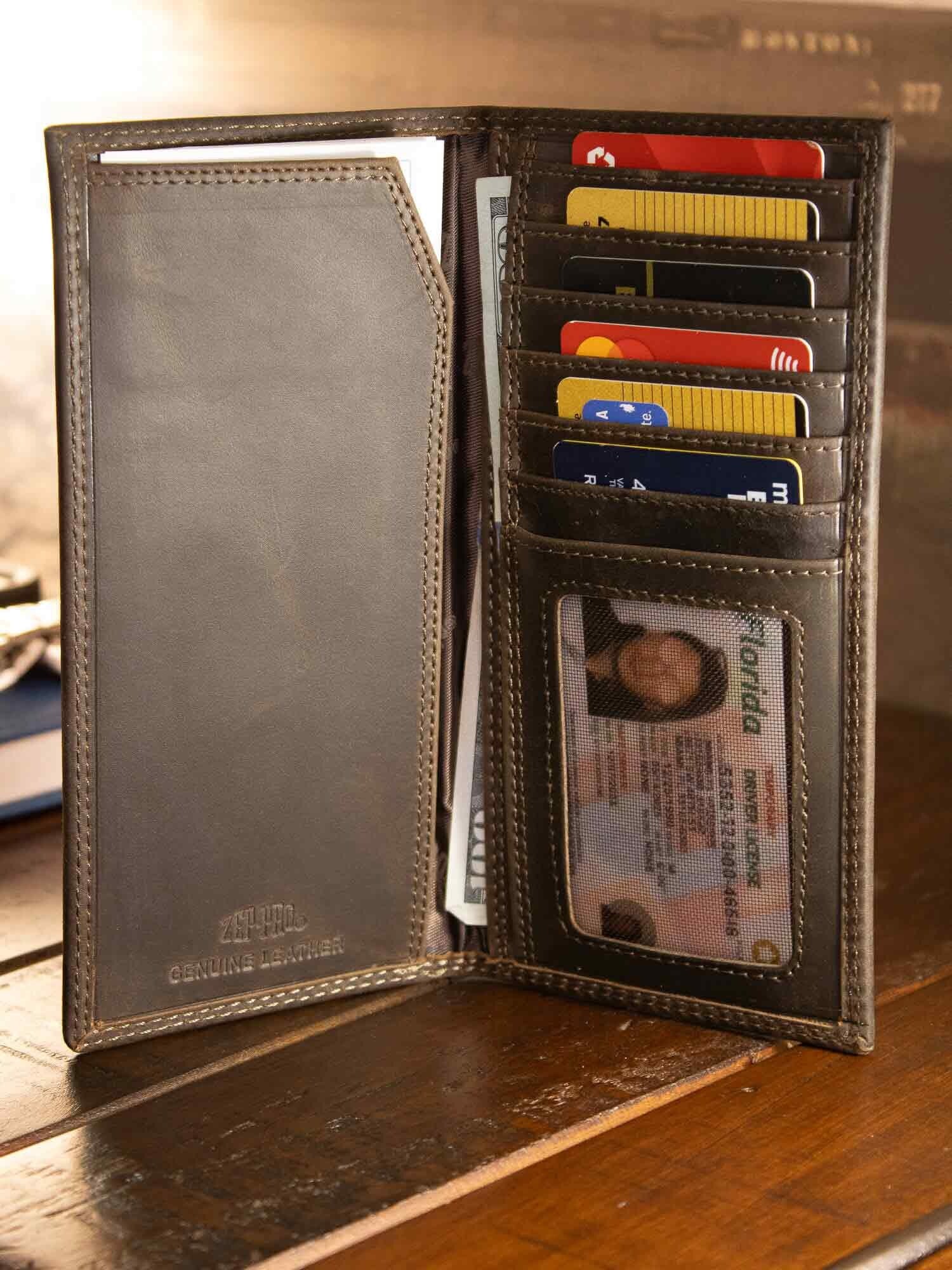 Marlin Men's Secretary Tall Woven Patch Leather Wallet.