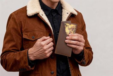 Buck Men's Secretary Tall Woven Patch Leather Wallet.