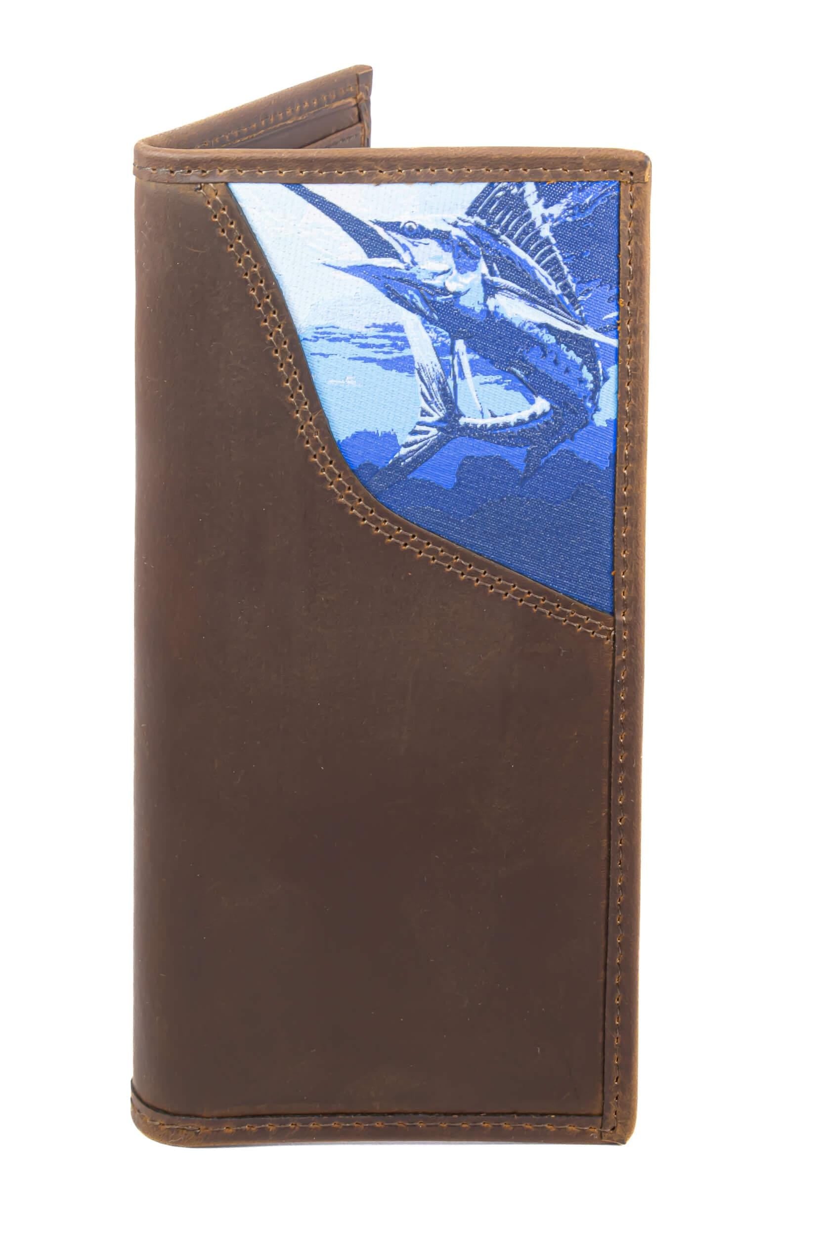 Marlin Men's Secretary Tall Woven Patch Leather Wallet.