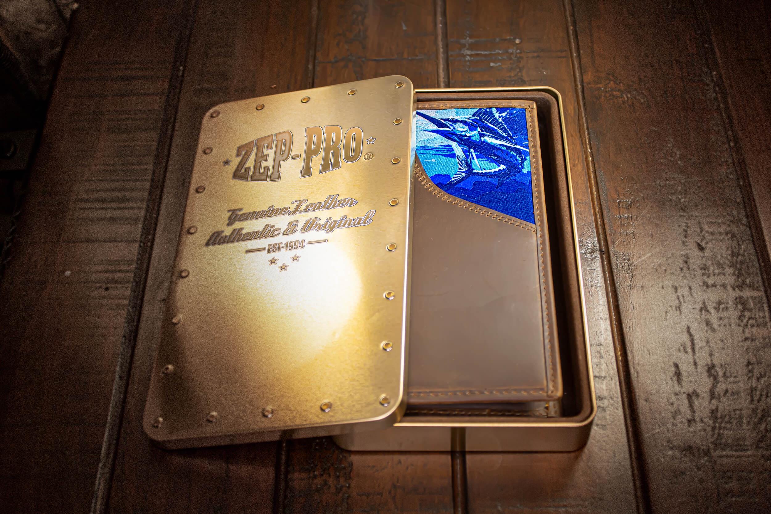 Marlin Men's Secretary Tall Woven Patch Leather Wallet.