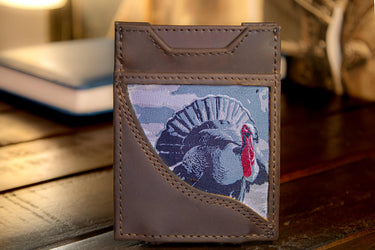 Turkey Men's Magnetic Front Pocket Woven Patch Leather Wallet.