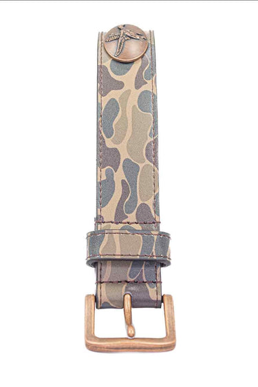 LSU Tigers Old School Camo Leather Belt - Antique Copper Logo