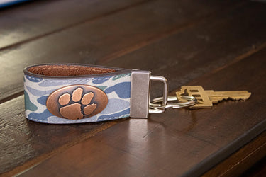 Clemson Tigers Old School Camo Leather Loop Keychain.
