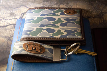 Mississippi State Bulldogs Old School Camo Leather Loop Keychain.