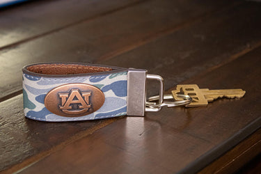 Auburn Tigers Old School Camo Leather Loop Keychain.