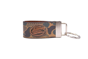 Florida Gators Old School Camo Leather Loop Keychain.