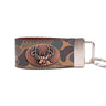 Buck Hunting Old School Camo Leather Loop Keychain.