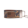USA Flag Old School Camo Leather Loop Keychain.