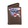 USA Flag Men's Trifold Woven Patch Leather Wallet.