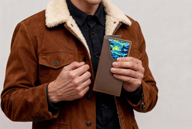 Dolphin Mahi Men's Secretary Tall Woven Patch Leather Wallet.