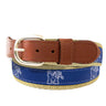 Youth Size Memphis Tigers Collegiate Woven Ribbon Belt. Tan Full Grain Leather Tabs. Boys Size Tigers Belt. Kids Memphis Ribbon Belt.