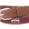 Youth Size Mississippi State Bulldogs Collegiate Woven Ribbon Belt. Tan Full Grain Leather Tabs. Boys Size MSU Belt. Kids MSU Ribbon Belt.