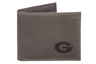 Georgia Bulldogs Collegiate Embossed Leather Wallet – Tan or Gray – Bifold, Trifold & Tall Roper Styles.