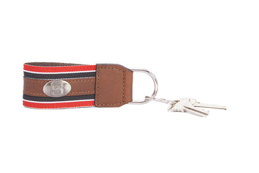 North Carolina State Wolfpack Collegiate Grosgrain Ribbon Key Chain with Leather Accent and Silver Emblem.